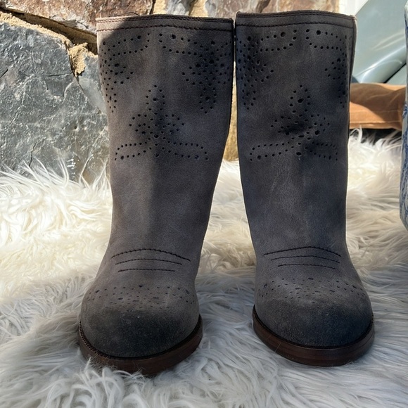 Prada theCar Shoe Women's mid-calf ankle boots in anthracite suede Size US 6.5-7 - Picture 4 of 11